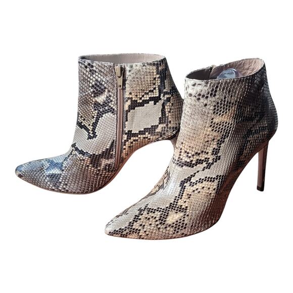 Stuart Weitzman Women's Snake Skin Stiletto Heel Pointed Toe Ankle Boots - Picture 2 of 8